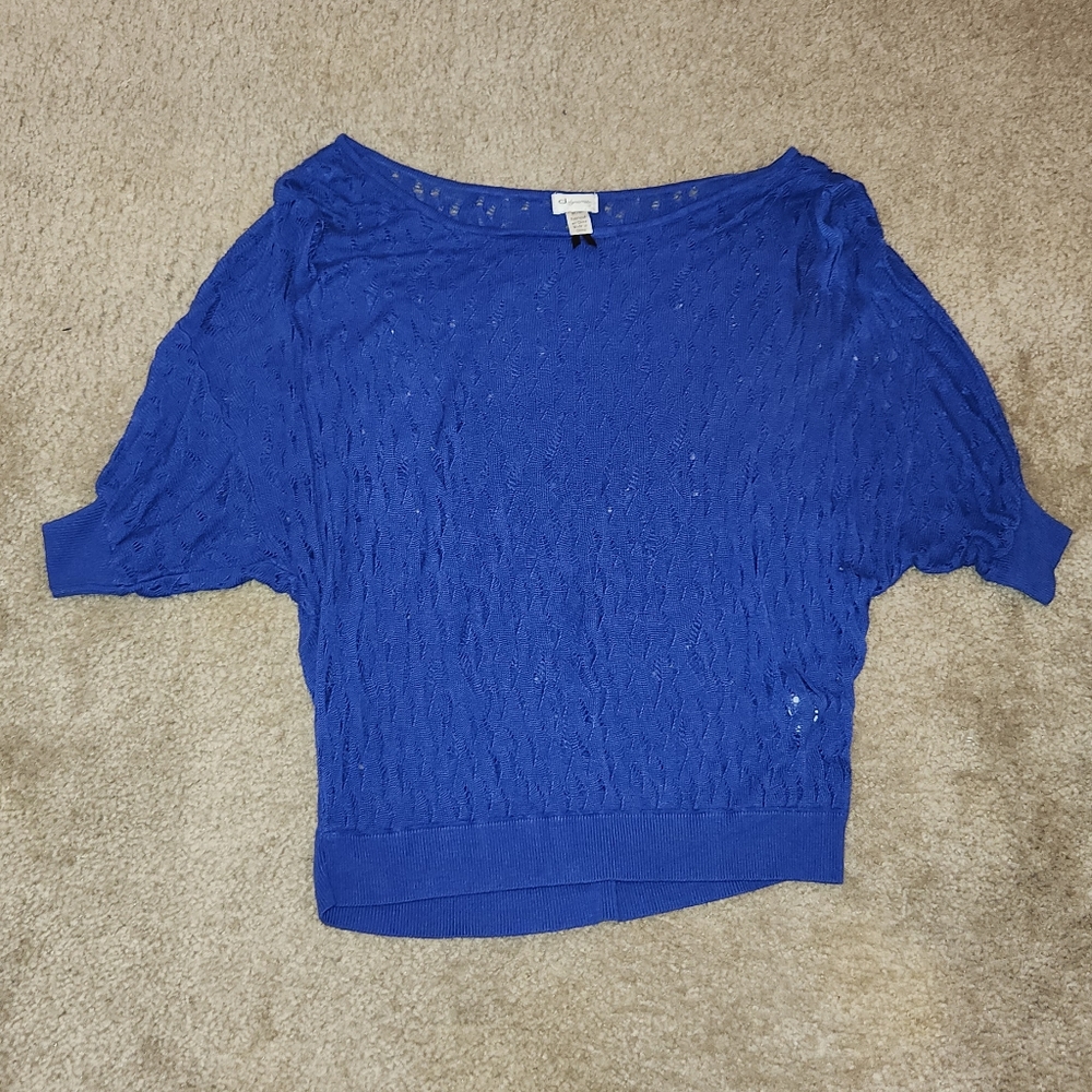 Blue, Batwing, Boatneck, Sweater